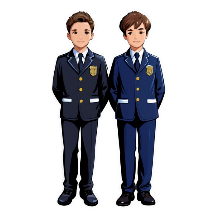 boys in stylish uniforms sticker