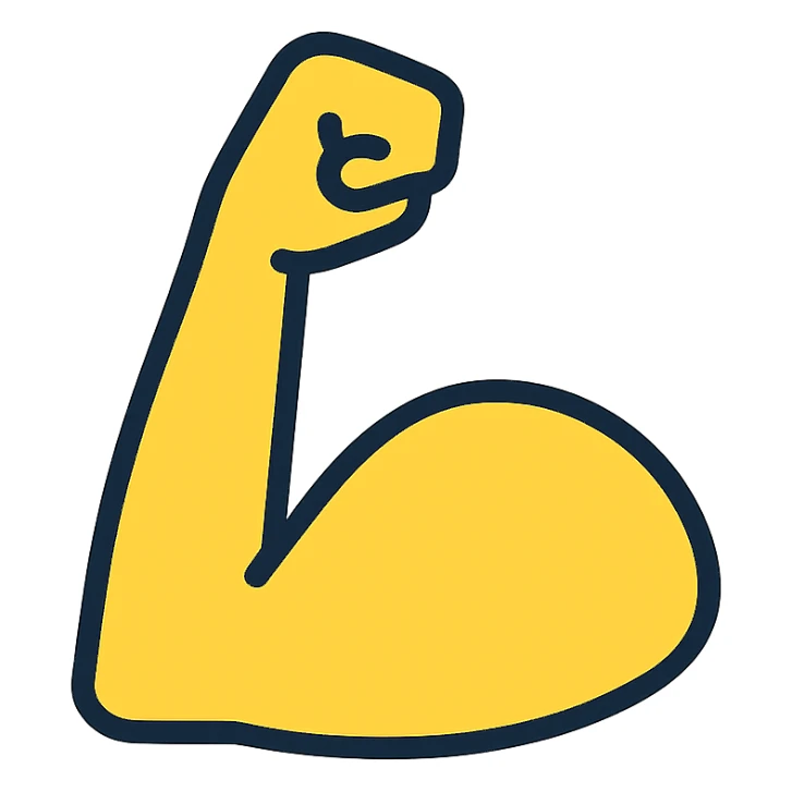 Yellow biceps, color outline icon style, match the reference image. sticker