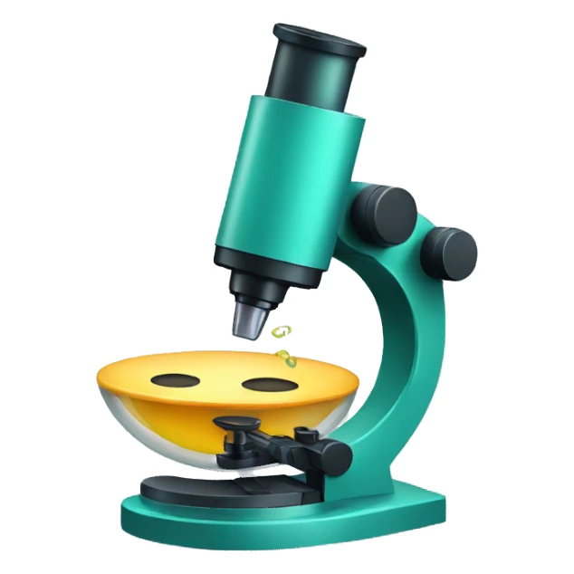 microscope with a face sticker