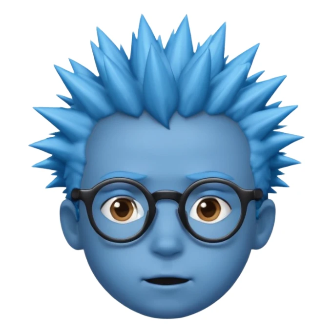 blue spiky haired kid with glasses sticker
