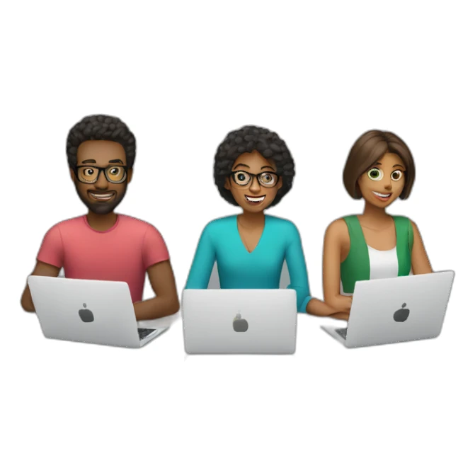 3 designers with laptops sticker