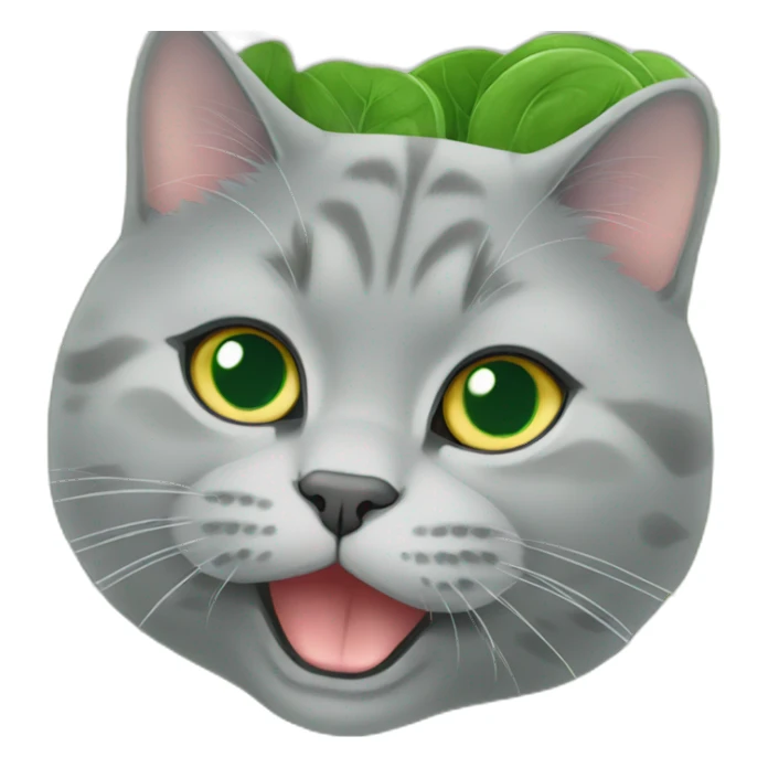 british shorthair cat eating spinach sticker