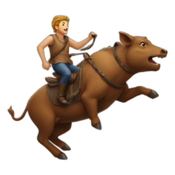 human riding on boar sticker