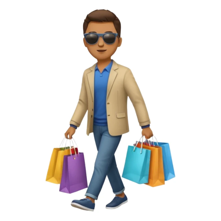 man walking with shopping bags sticker