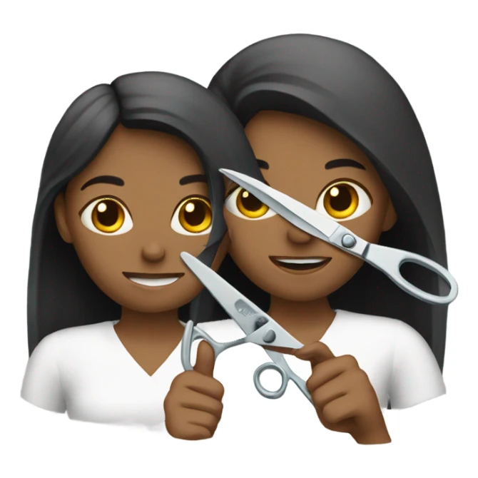 two girls with scissors sticker