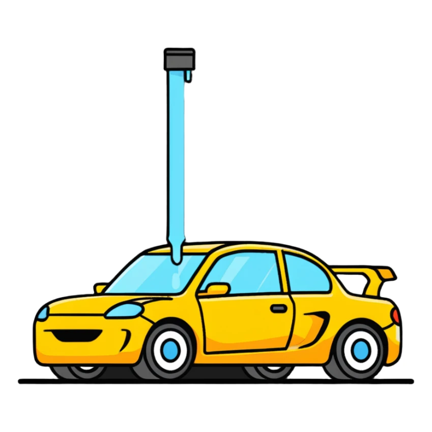 car oil being changed sticker