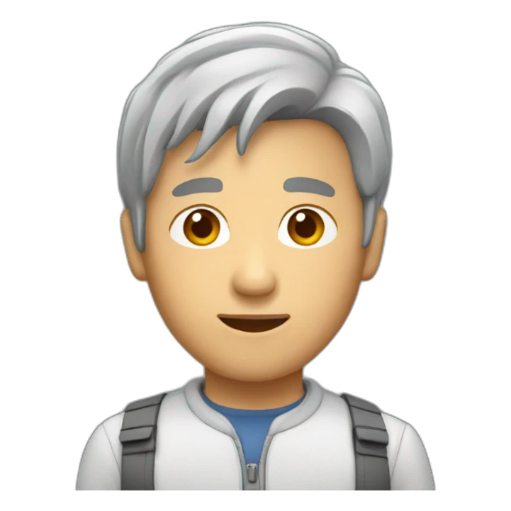 Asian Man gray hair coding sticker