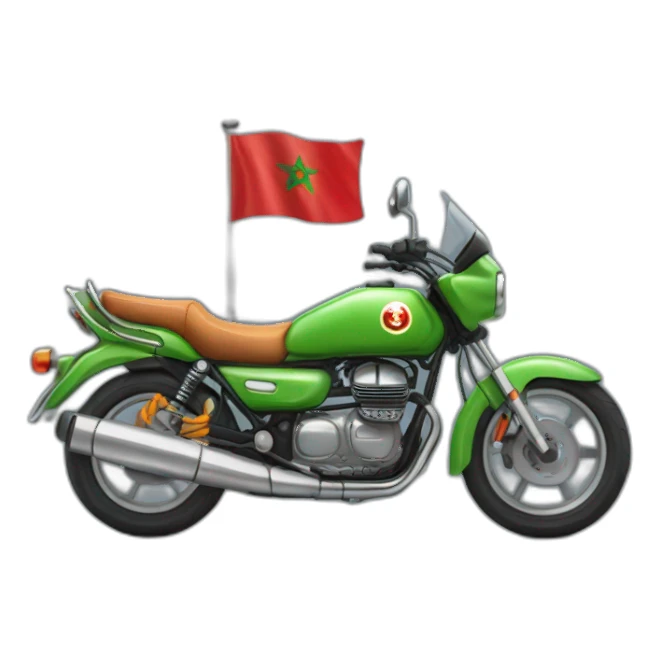 une moto avec le drapeau du Maroc derrière sticker