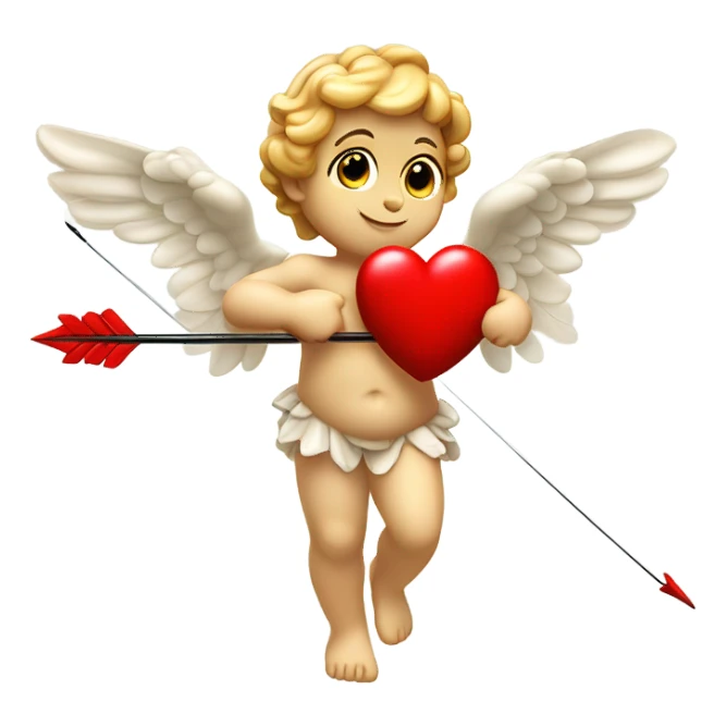 cupid with a bow with heart red sticker