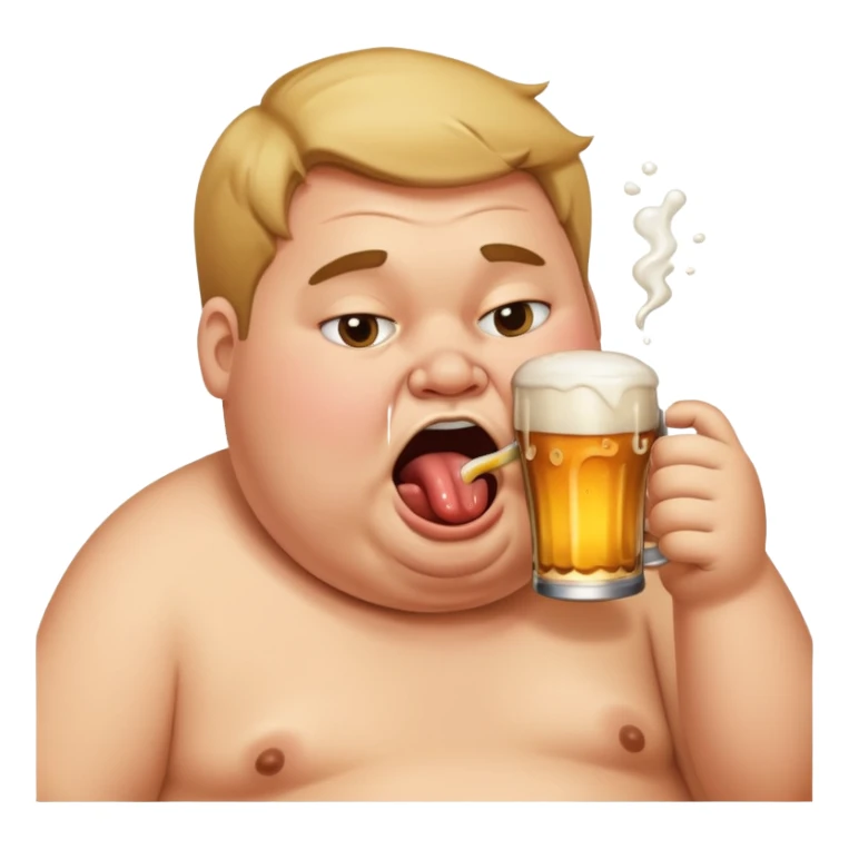 Drunk fat person chugging a beer sticker