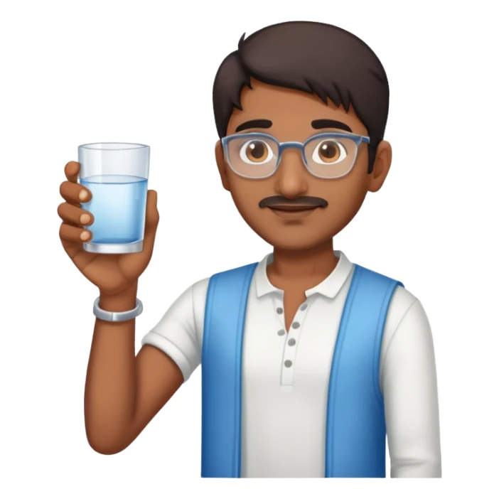 indian man holding water without ice sticker