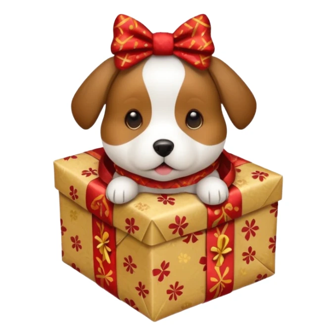 Dog in wrapped paper new yaer  sticker