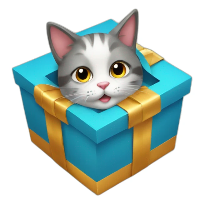 cat in gift box sticker
