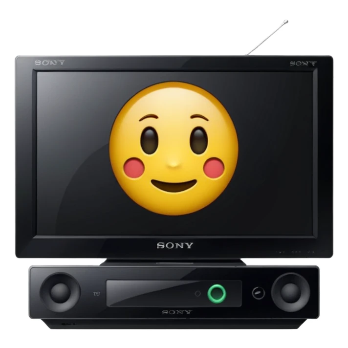 старый черный телевизор Sony с ярко зеленым пиксельным экраном  sticker