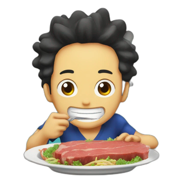 one piece comiendo carne fresca sticker