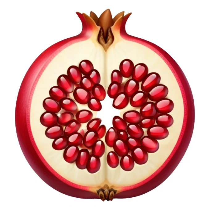 cut-open pomegranate showing the shiny, ruby-red seeds inside sticker