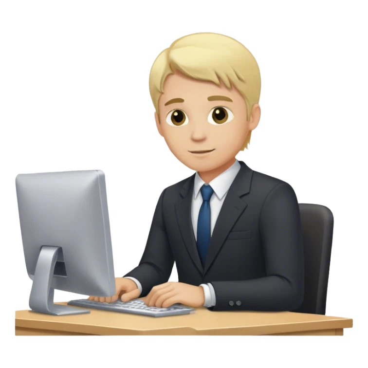 Blonde finance man working in exec on computer sticker