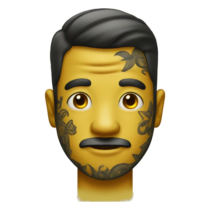 yellow emoij man with tattoos sticker