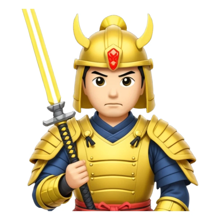 samurai with laser sword, yellow sticker