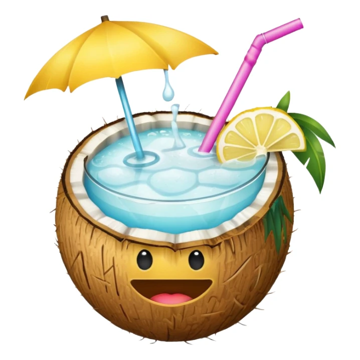 hawaii coconut drink with lemon sticker