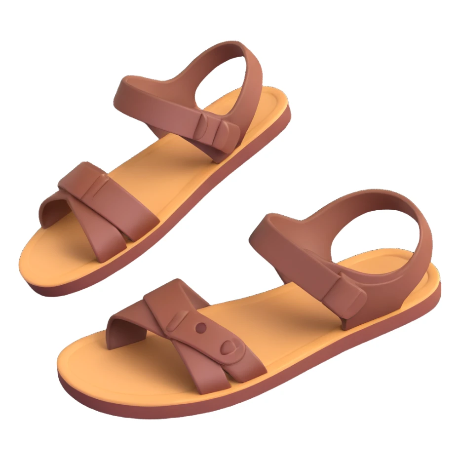one brown sandal with a strap, simple and expressive sticker