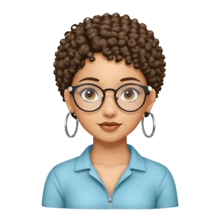 a lightskin mixed girl with hoop earrings and curly hair with glasses and an arabic girl with pixiee cut sticker