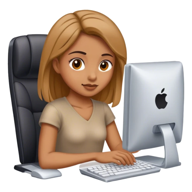 girl working on computer  sticker