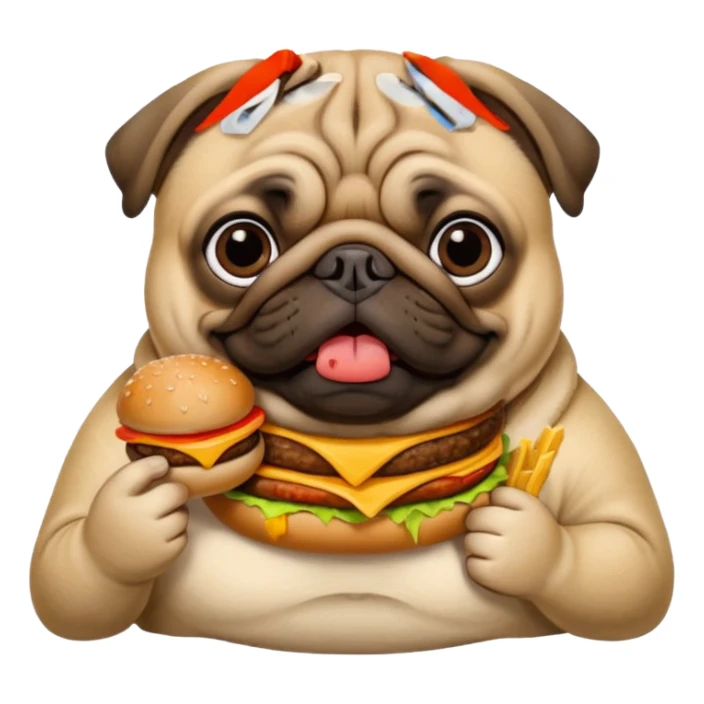 Fat pug eating MacDonalds sticker