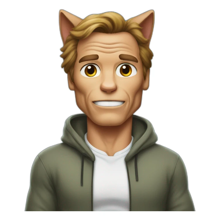 arnold schwarzenegger in cat onesie sticker