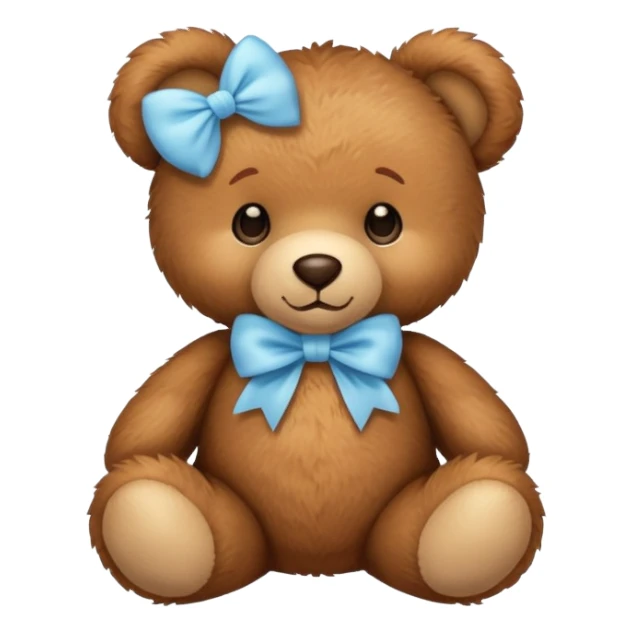 A beautiful brown teddy bear with light blue bow  sticker
