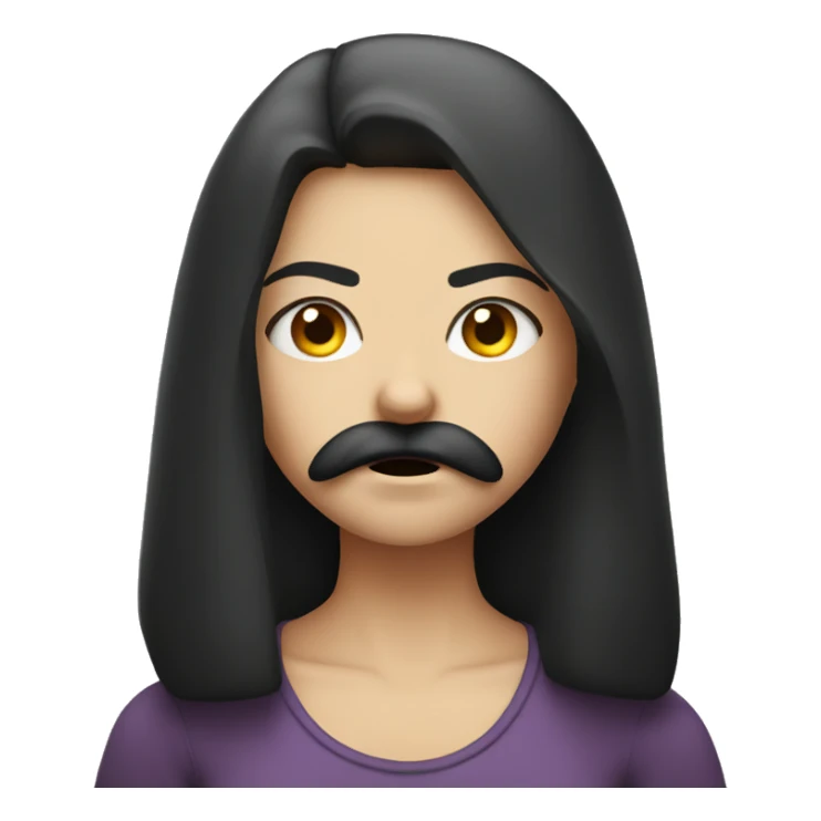 angry girl with moustache  sticker