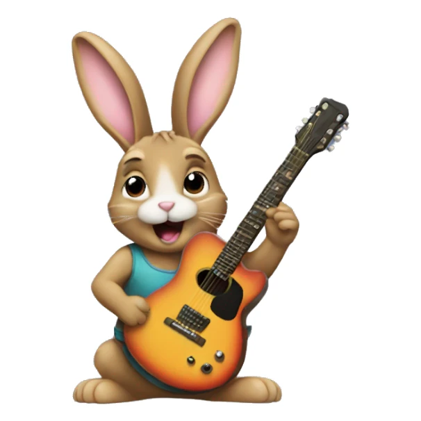bunny playing guitar sticker
