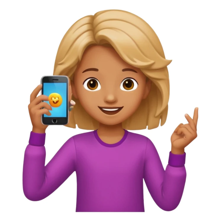 happy child dancing, phone in hands sticker