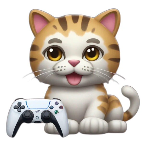 Big cat with controller of ps5 sticker