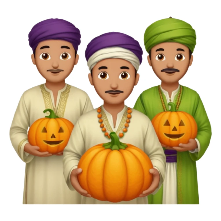 Moroccan men with pumpkin and grapes sticker