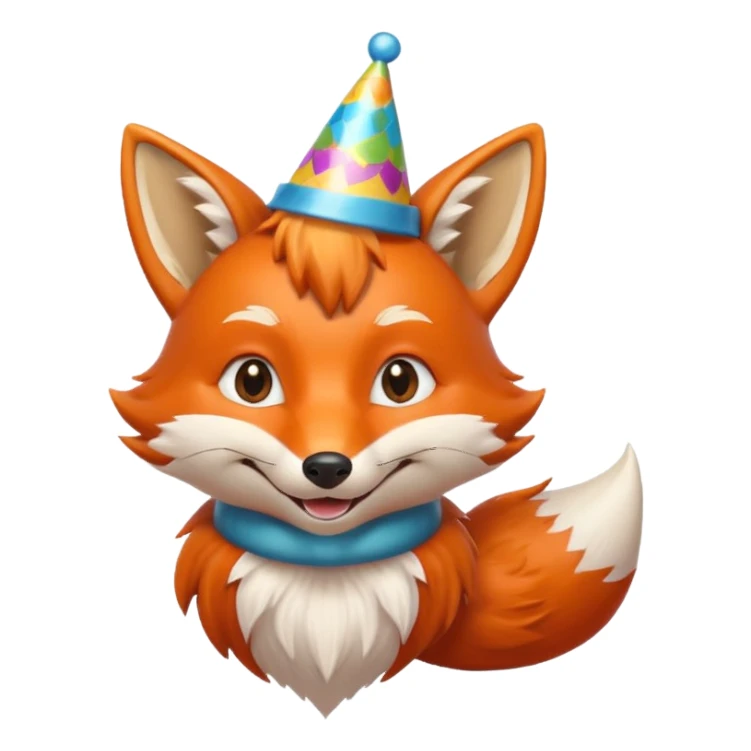 charming fox with party hat, bust up sticker