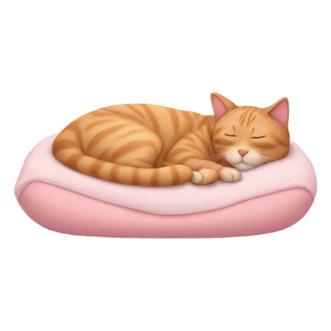 Cat sleeping on pink bed sticker