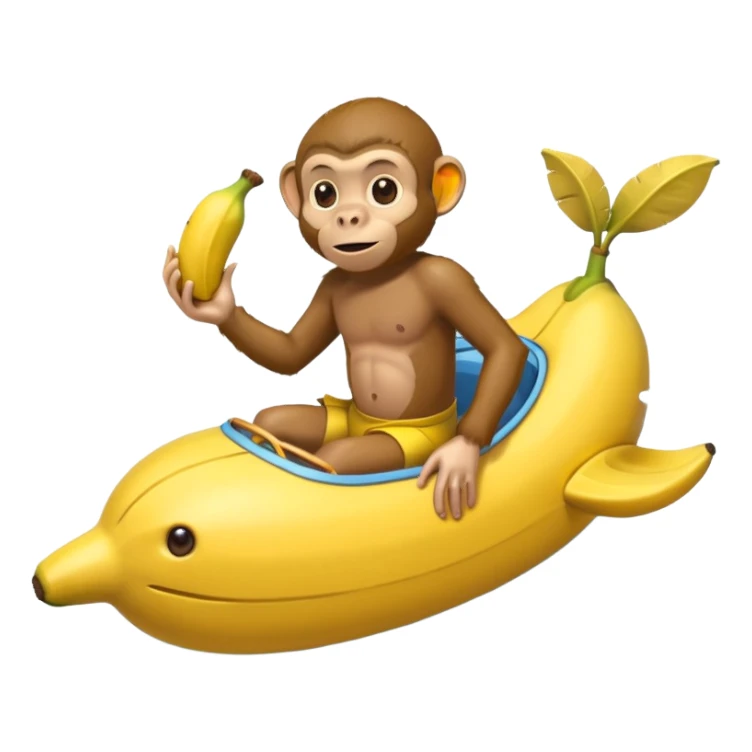 
monkey man riding a banana submarine sticker
