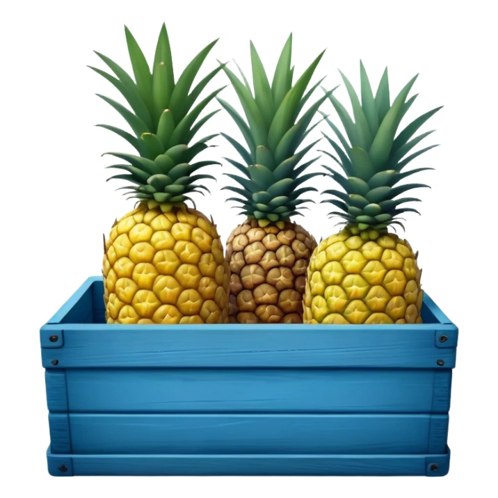 pineapples in a blue wooden container sticker