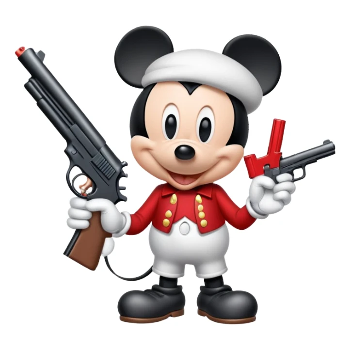 Mickey Mouse with a gun sticker