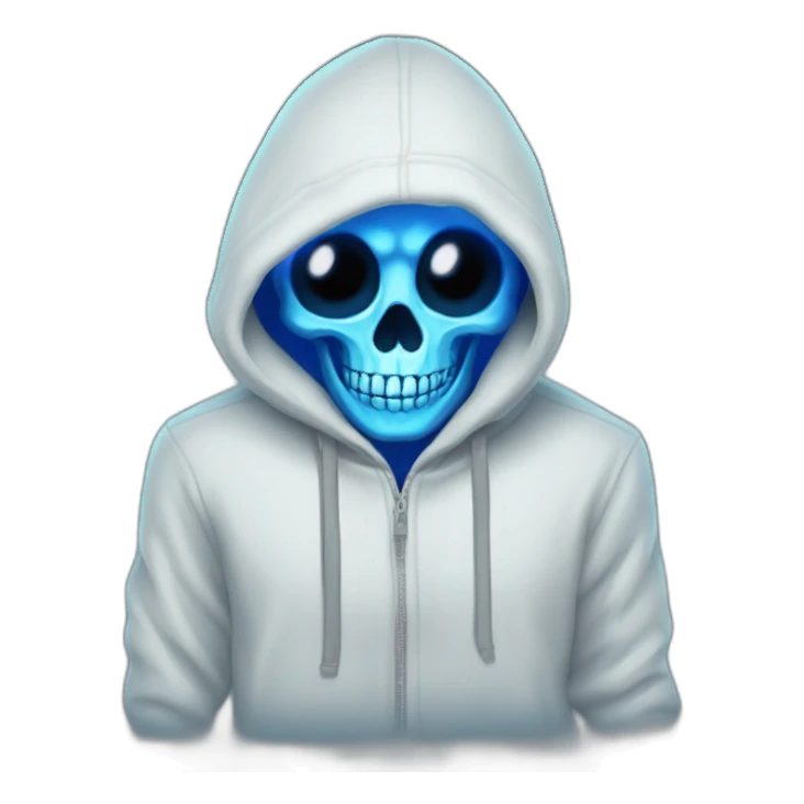 Blue hoodie skeleton glowing eye sticker