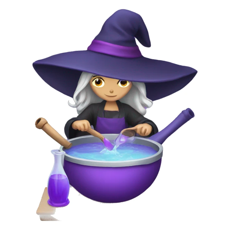 Witch cooking purple water potion sticker