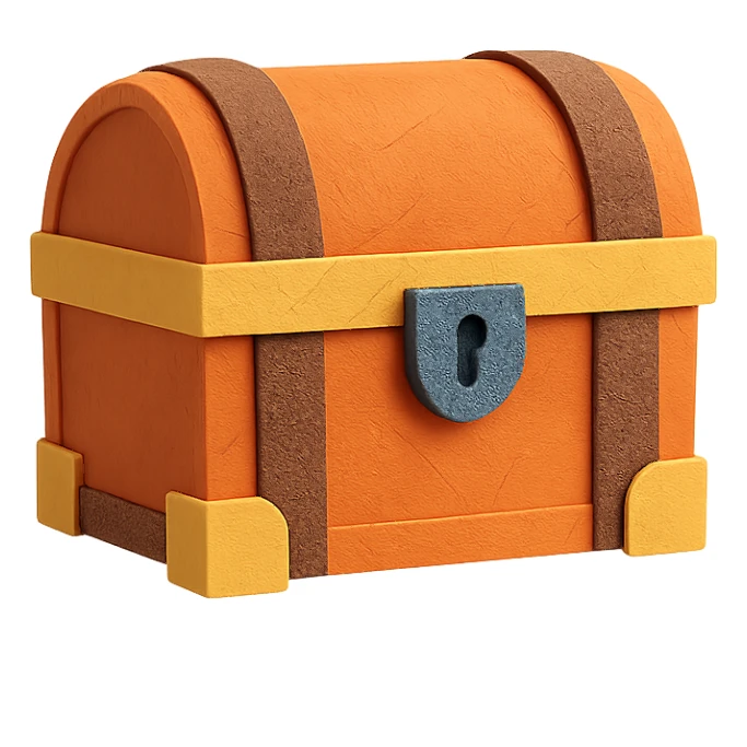 a chest, paper craft style sticker