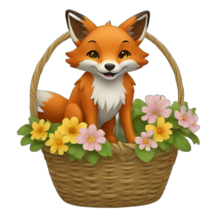 Fox in a flower basket sticker