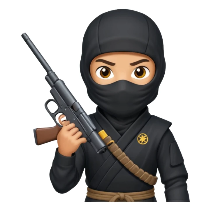 Ninja holding gun sticker