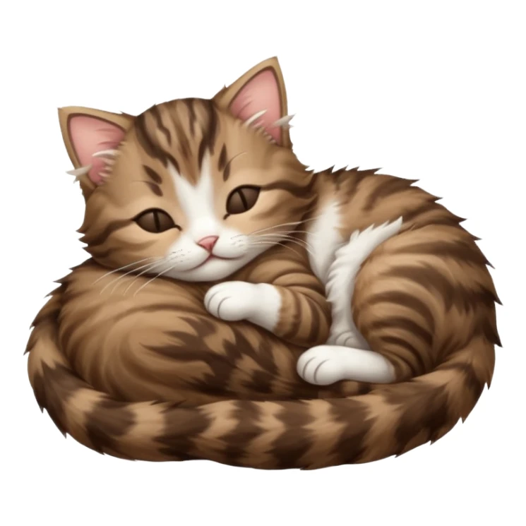 dark brown tabby and white kitten sleeping on its back sticker