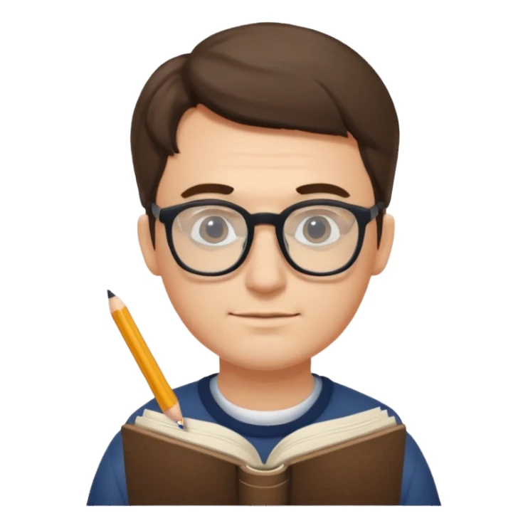 man write in book , wearing glasses sticker