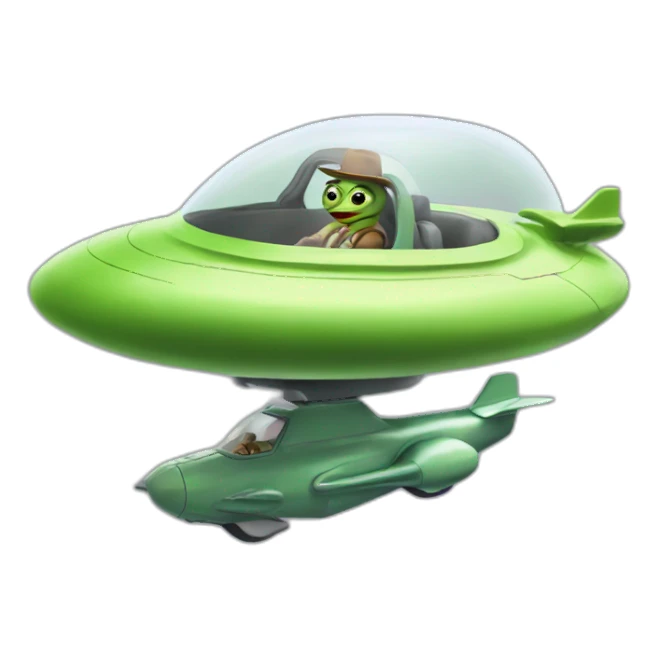 pepe driving in flying saucer sticker
