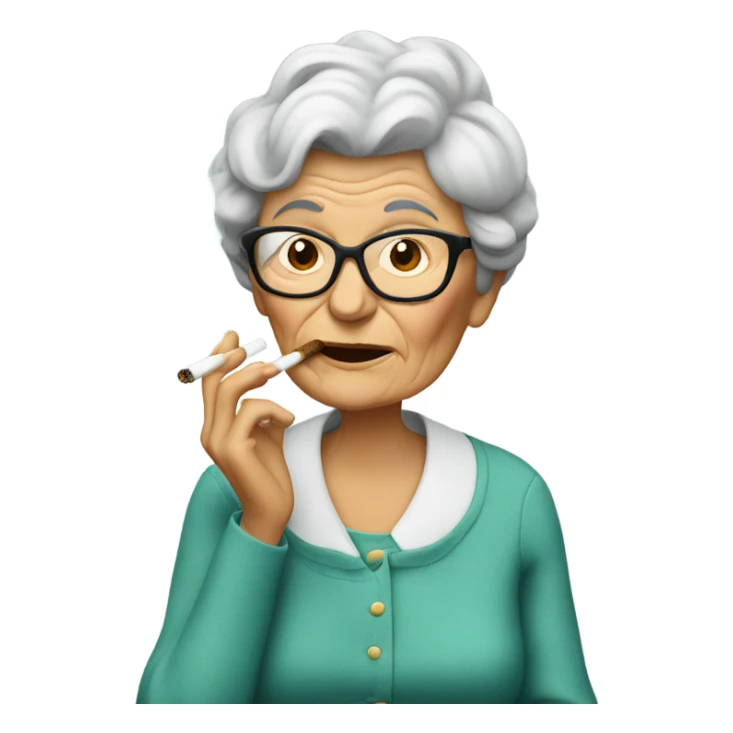 A grandma smoking a cigarette sticker