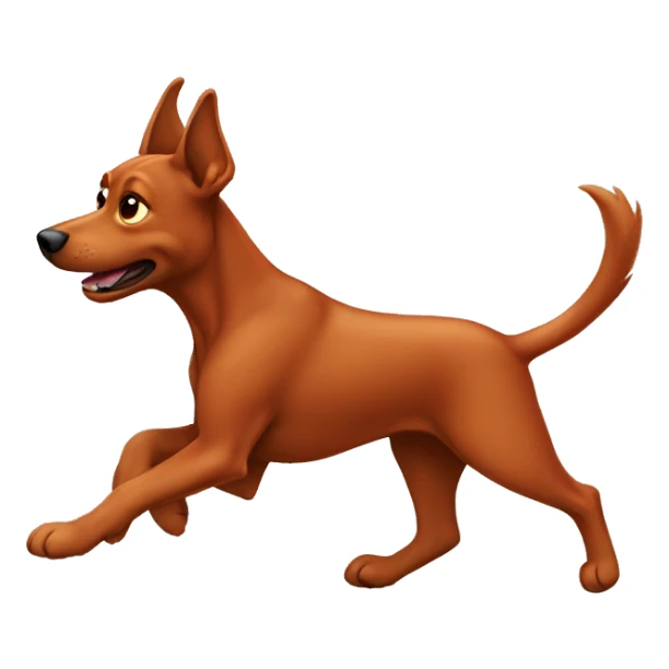 solid red dog with pointed ears running sticker